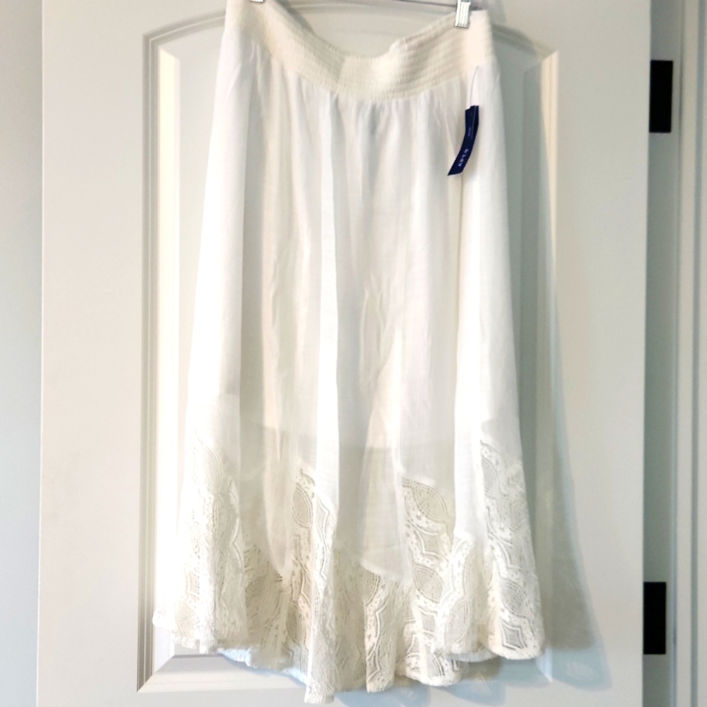 Apt. 9 White Maxi Skirt with Lace Detail